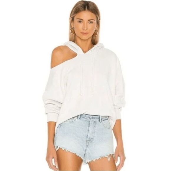 LNA Lion Hoodie Pullover in Off White Cutout Shoulder Drawstring Size XS - Picture 1 of 10